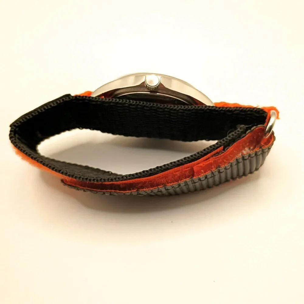 Orange and Black Walk MS Wristwatch with Velcro band and INDIGLO Dials